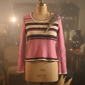 Elegant Pink Striped Sweater
